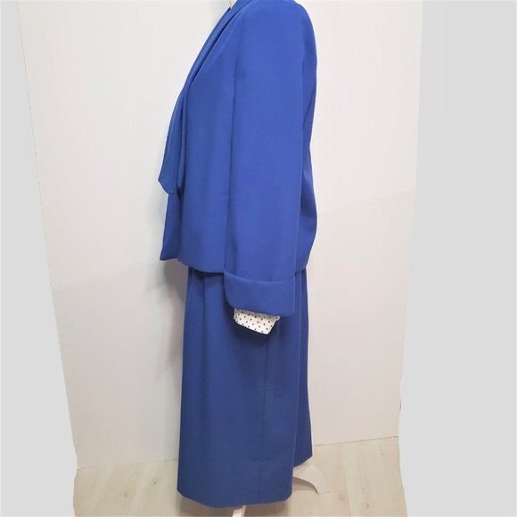 Vintage 80s Union Label 2 piece women's Dress Suit set by KATHY J dark blue - Picture 7 of 7
